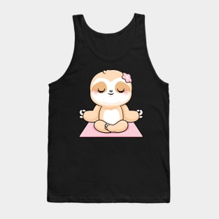 Girls yoga calm sloth Tank Top